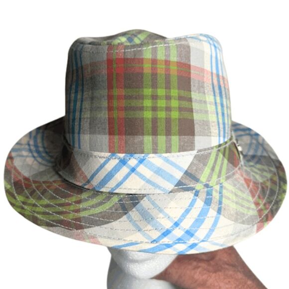 Peter Grimm Men's Plaid Cotton Fedora Hat Multicolor Size Small/Medium - Picture 8 of 9